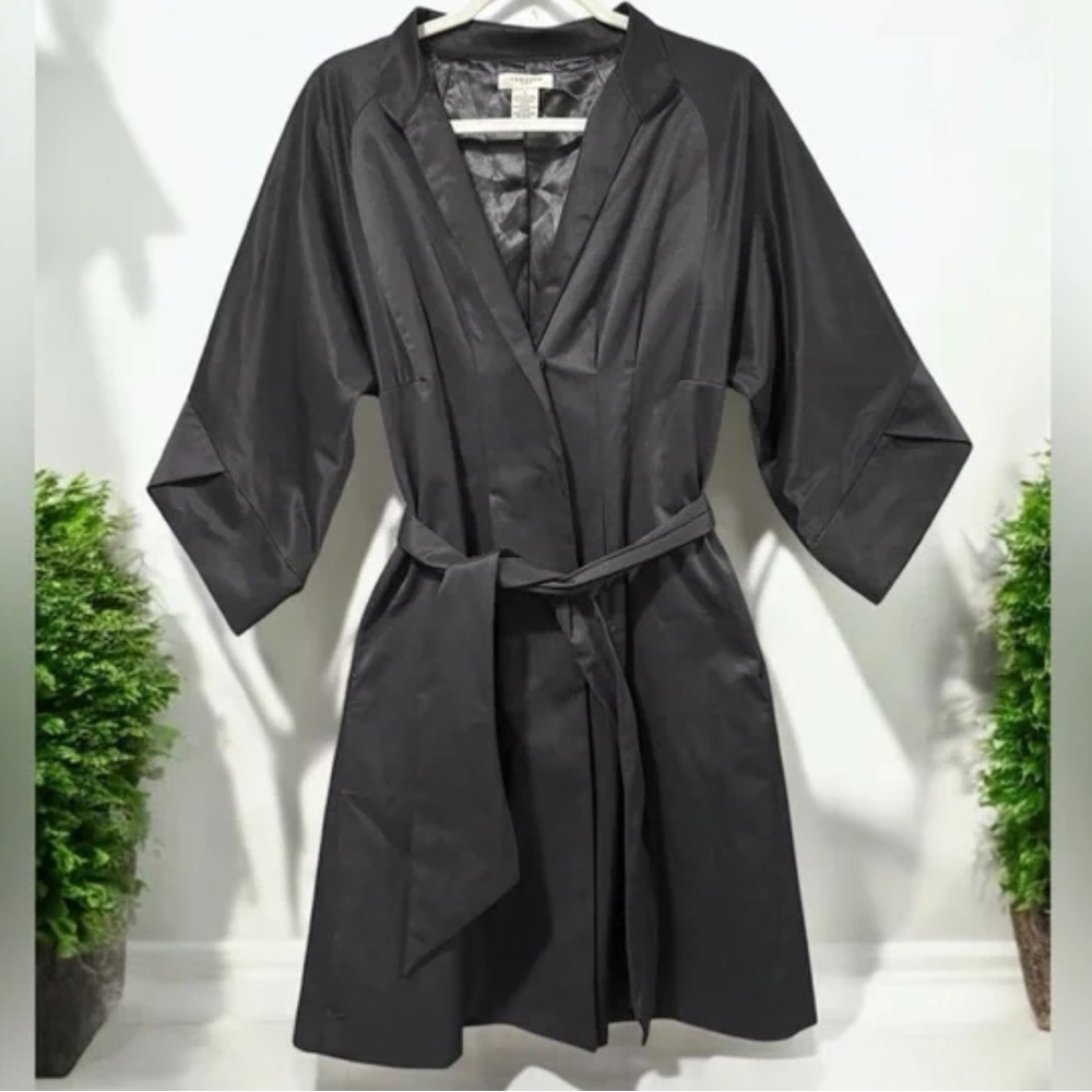 Vertigo Paris Avant Garde Black Kimono Dress Coat / Trench Wrap Size S